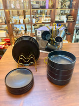 16-Piece Black Ceramic Dinner Set | Elegant Stoneware Plates, Bowls & Cups | Homelux Kenya