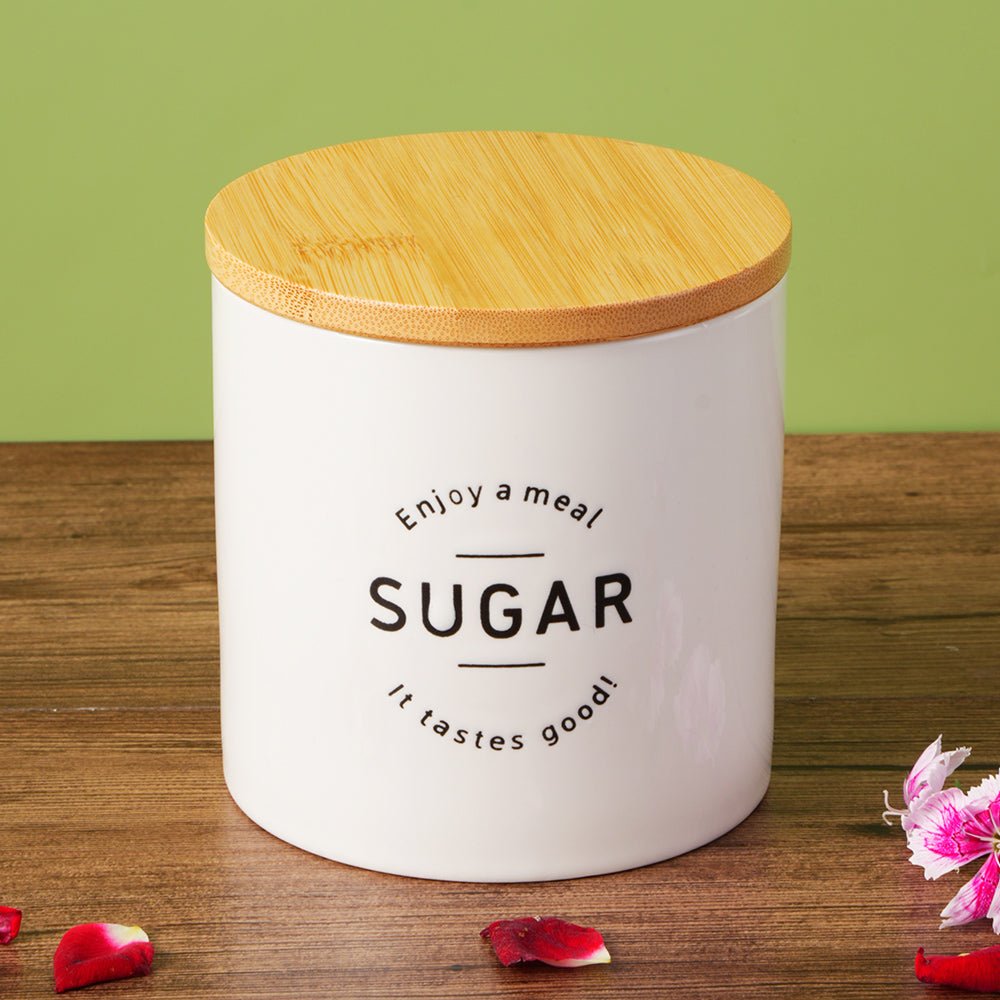 4-Piece Ceramic Canister Set – Tea, Coffee, Sugar & Salt 500ml Off White