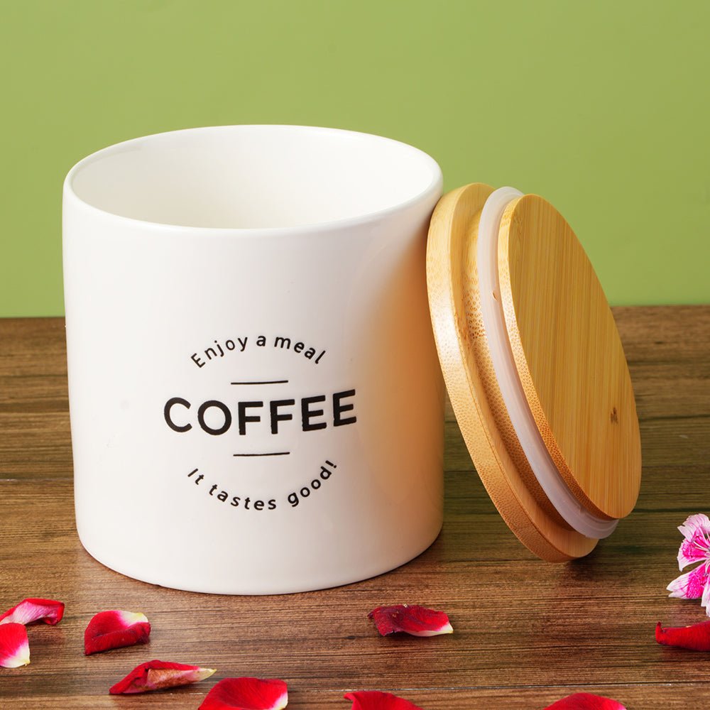4-Piece Ceramic Canister Set – Tea, Coffee, Sugar & Salt 500ml Off White