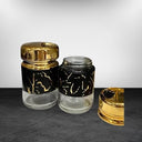 Homes Glass Salt & Pepper Shaker Set – Elegant Gold & Marble Finish Condiment Set for Dining Table