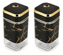 Marble Effect Salt & Pepper Shaker Set – Resin Dining Table Condiment Set