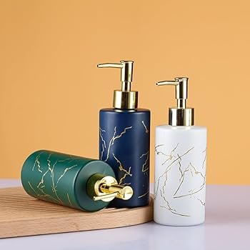 320ml Marble Glass Soap Dispenser & Hand Sanitizer Bottle – Transparent Thickened Glass Press Pump for Bathroom & Kitchen