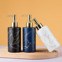 320ml Marble Glass Soap Dispenser & Hand Sanitizer Bottle – Transparent Thickened Glass Press Pump for Bathroom & Kitchen