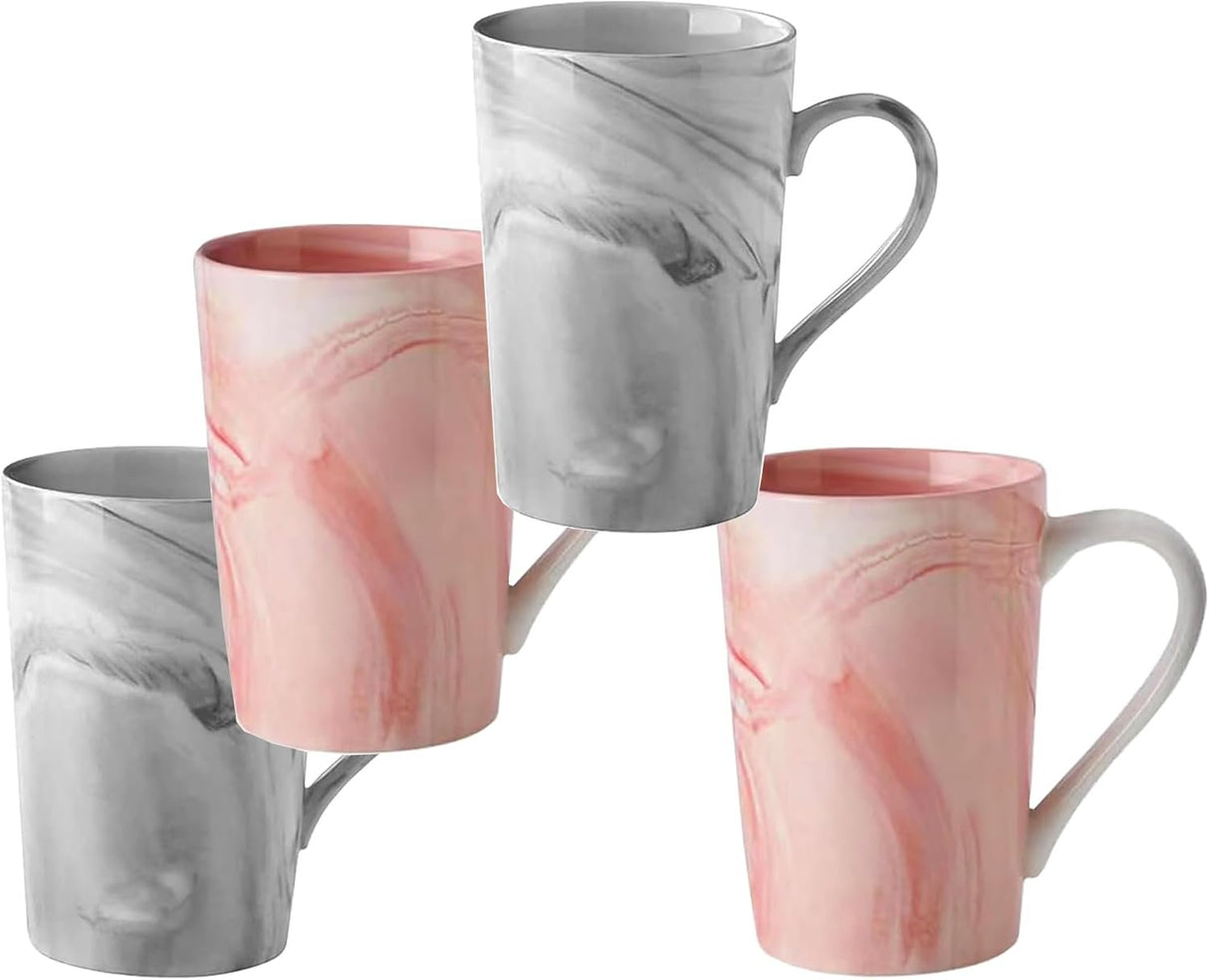 350ml Marble Ceramic Tea & Coffee Mug Set of 6 – Microwave & Dishwasher Safe, Home & Office Cup Set