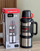 KD Vacuum Thermo Flask 3L & 4L Stainless Steel – 24 Hours Hot & Cold Silver