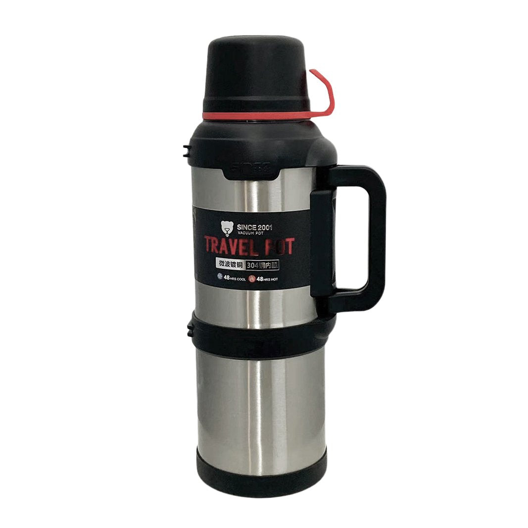 KD Vacuum Thermo Flask 3L & 4L Stainless Steel – 24 Hours Hot & Cold Silver