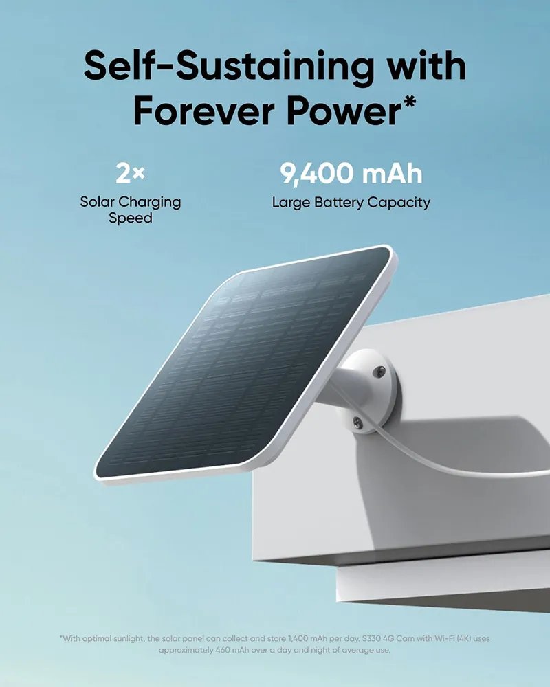 Eufy Security S330 4K UHD Outdoor 4G LTE Solar Security Camera – Wire-Free, No WiFi Needed