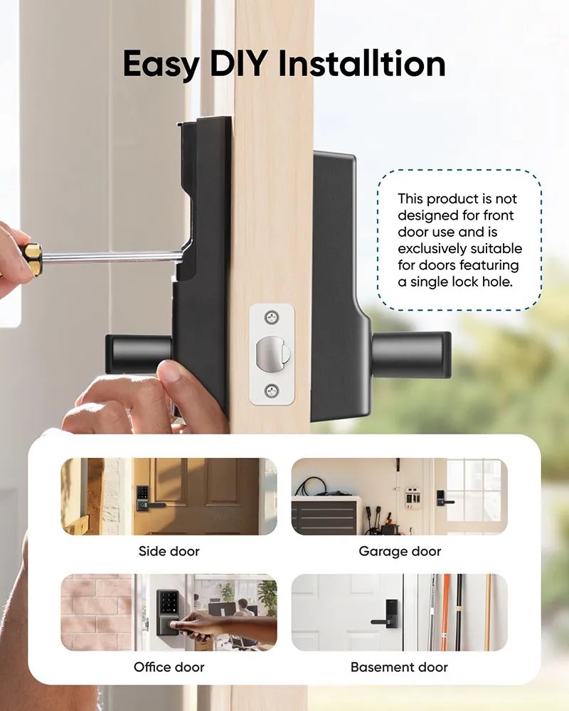 Eufy Security Smart Lever Lock C33 – Fingerprint, WiFi App Control, Easy 15-Min Install, No Drilling