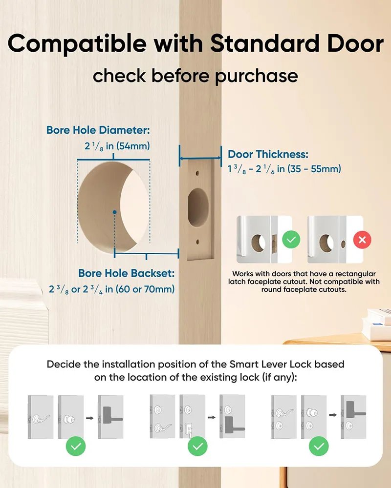 Eufy Security Smart Lever Lock C33 – Fingerprint, WiFi App Control, Easy 15-Min Install, No Drilling