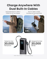 Anker Zolo Power Bank 25000mAh 165W – Built-in Retractable Cables, Fast Charging Portable Charger