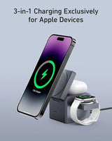 Anker 3-in-1 Cube with MagSafe – 15W Wireless Charger for iPhone, Apple Watch & AirPods, Foldable Travel Charger