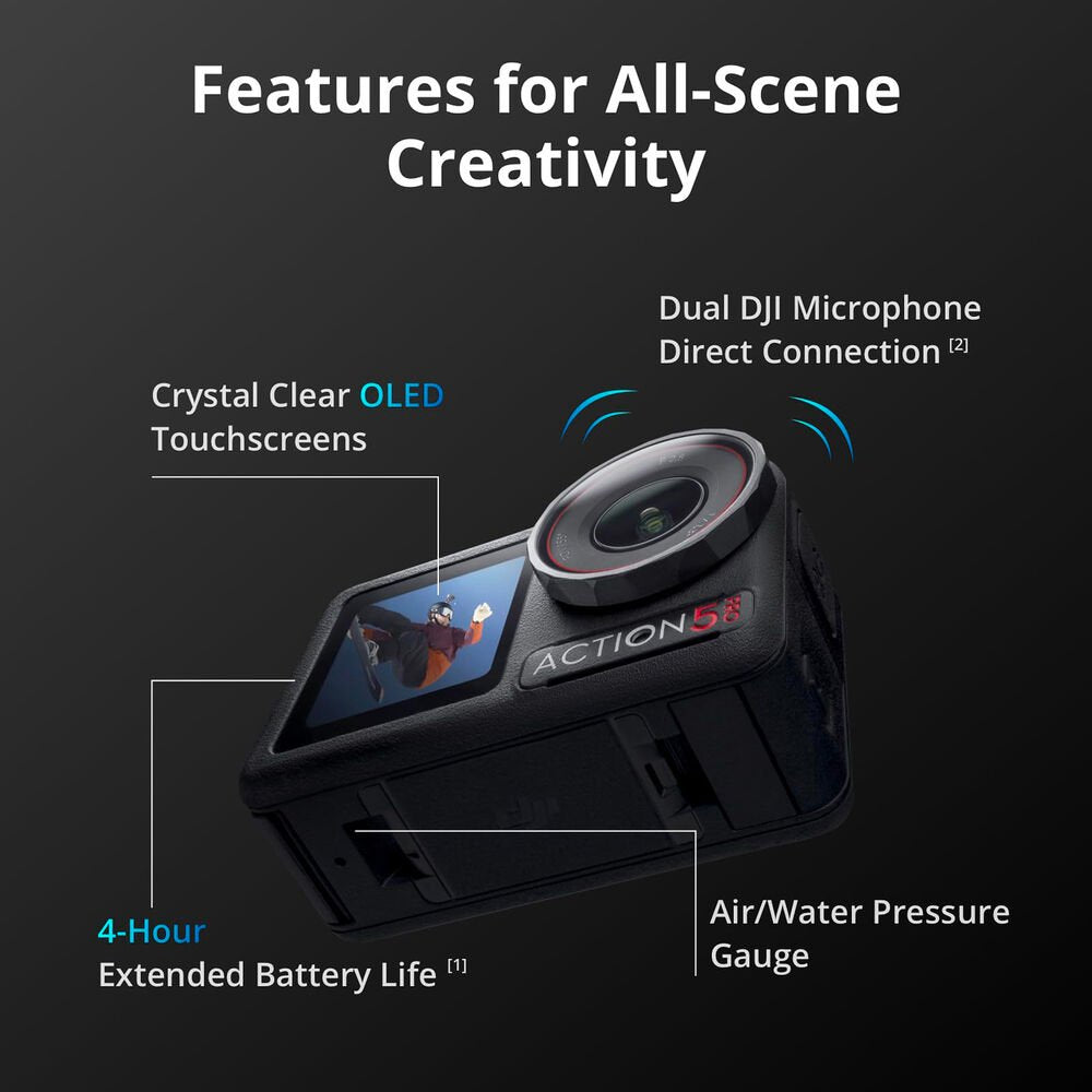 DJI Osmo Action 5 Pro Standard Combo – 40MP 4K120 Action Camera, 4Hr Battery, OLED Screens, IP68 Waterproof