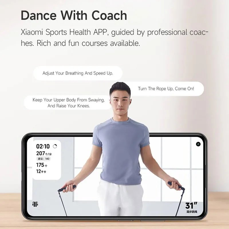 Xiaomi Smart Jump Rope – Bluetooth App, Motion Sensing, Tracks Jumps, Calories & Duration