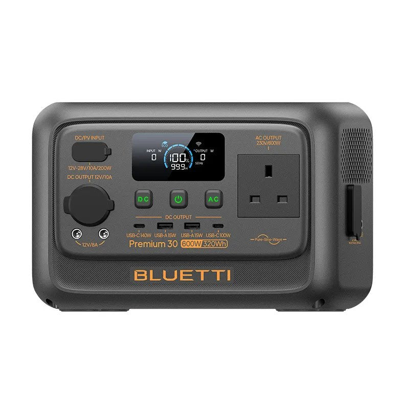 BLUETTI Premium 30 V2 Portable Power Station 320Wh 600W – LiFePO4, UPS, 140W USB-C, 4.3kg Lightweight