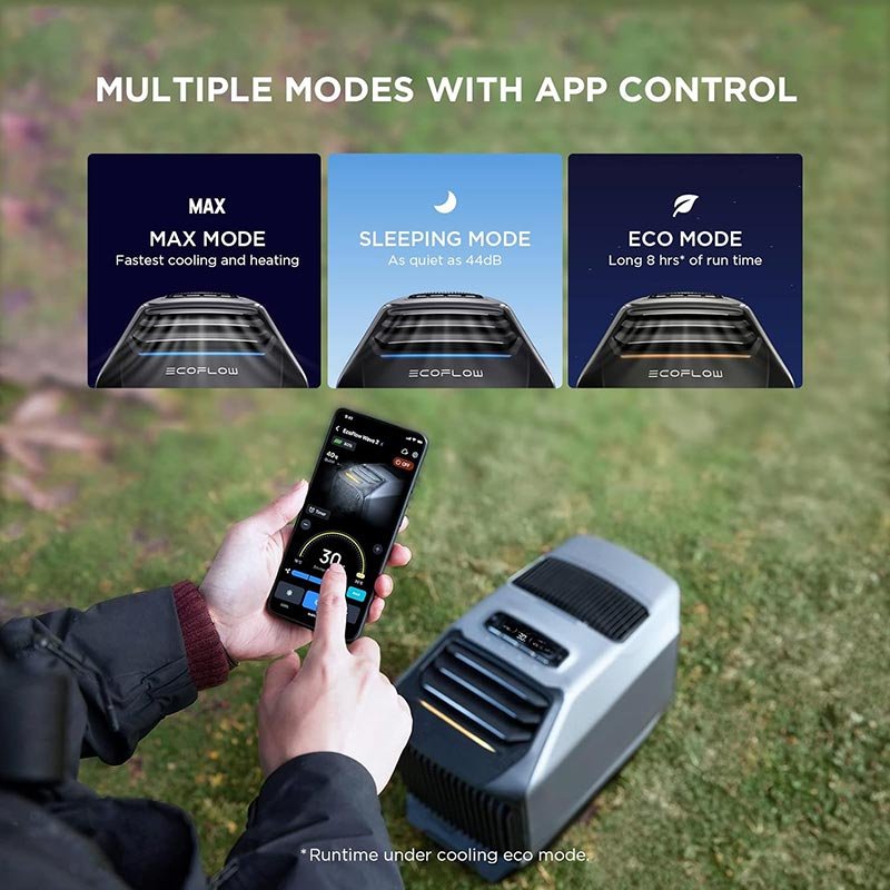 EcoFlow WAVE 2 Portable Air Conditioner & Heater – Installation-Free, 44dB Quiet, R290 Eco-Friendly, 4 Charging Methods