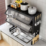 3-Tier Over The Sink Dish Drying Rack & Countertop Organizer Kenya | Over Sink Dish Rack with Flip Cover Doors, Adjustable Metal Kitchen Rack, Cupboard Storage Dish Rack, Dish Drainer with Drainage, Multifunctional Kitchen Storage Rack