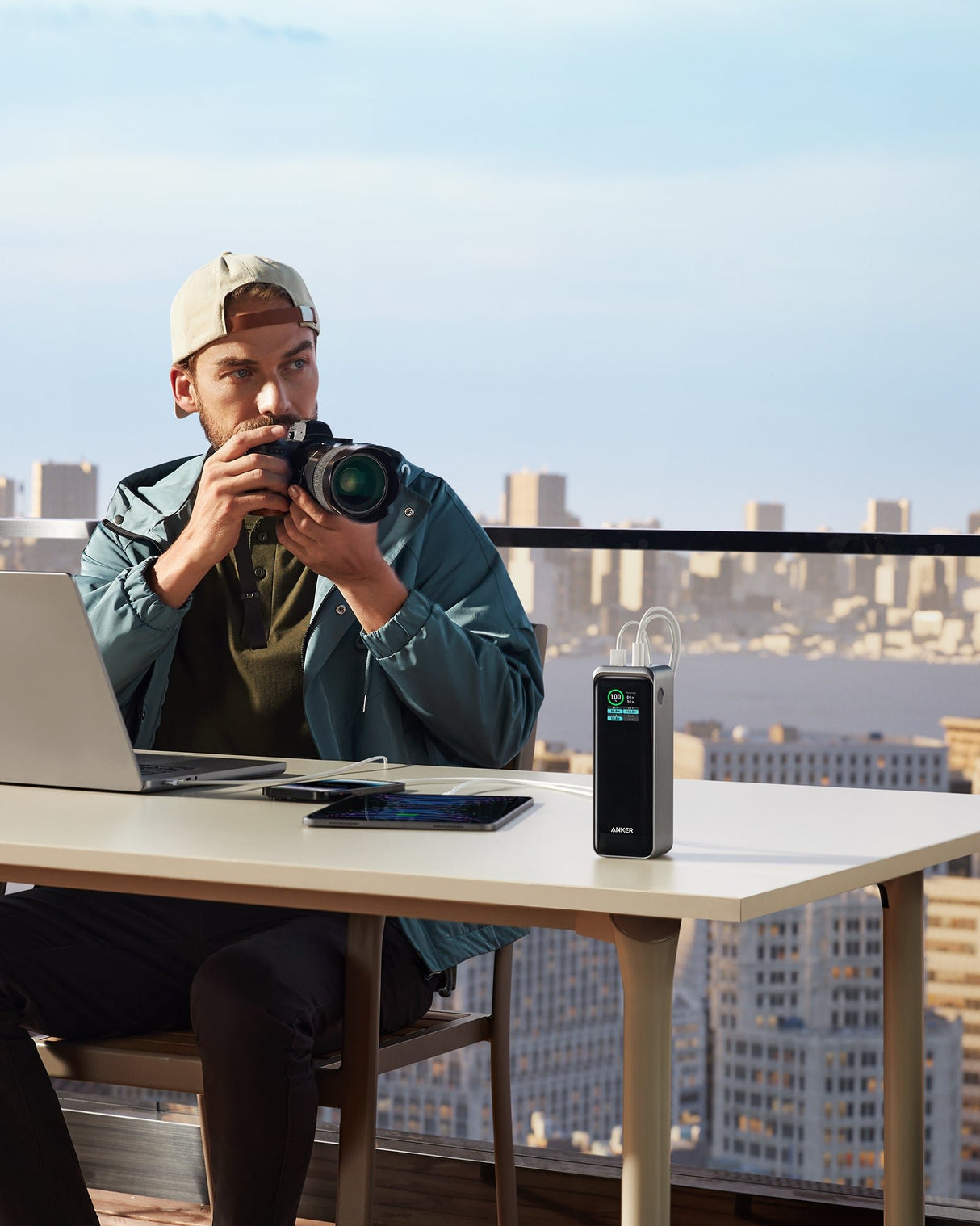 Anker Prime Power Bank 27,650mAh (250W, 3-Port, App Control & Smart Display) and Anker Prime USB-C to USB-C Cable (240W, Upcycled-Braided, 182cm)