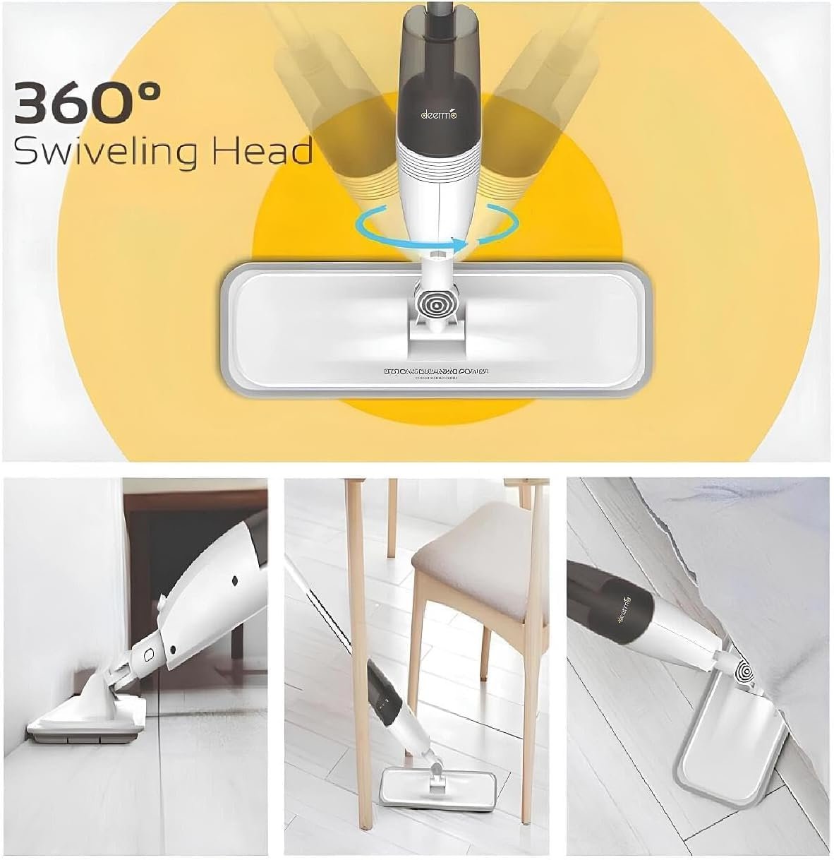 Deerma Spray Mop & Water Mop Kenya | Lightweight Spray Floor Mop, 360° Rotating Mop Head, Fine Mist Spray, Carbon Fiber Mop Cloth, Detachable Water Tank, Wireless Floor Cleaner Kenya