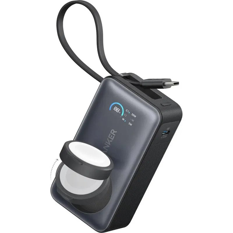 Anker MagGo Power Bank 10000mAh 30W | Built-In USB-C Cable & Apple Watch Charger