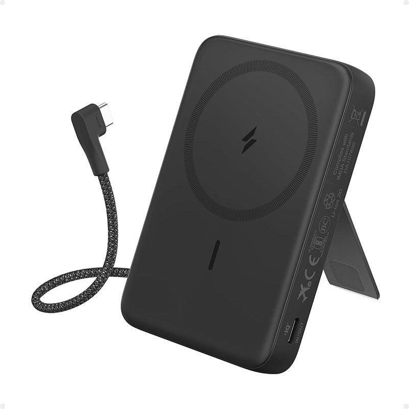 Anker Zolo Magnetic Power Bank 10000mAh 30W | Wireless Charging Power Bank with Built-In USB-C Cable & Viewing Stand