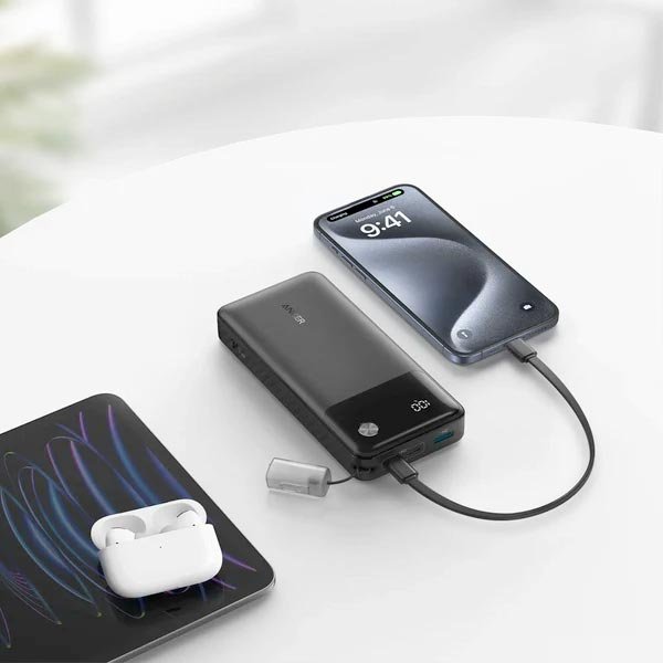 Anker 20000mAh 30W Power Bank | Built-In USB-C Lanyard Cable High Speed Power Bank