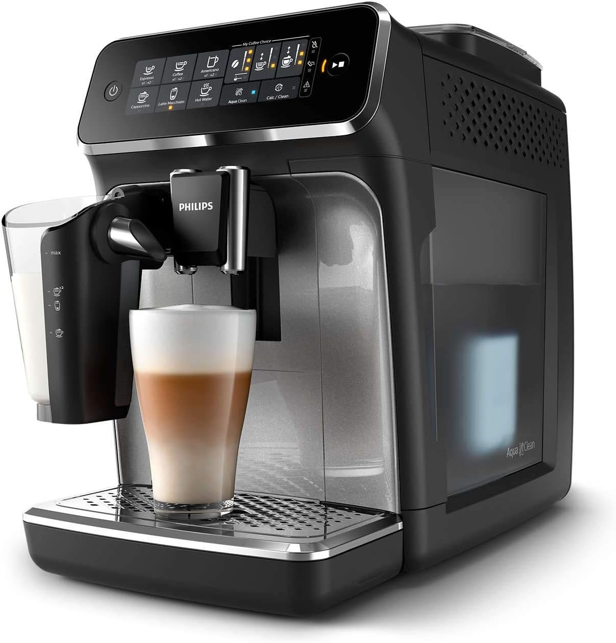 Philips 3200 Series Fully Automatic Espresso Machine | LatteGo, SilentBrew, AquaClean & Touch Display