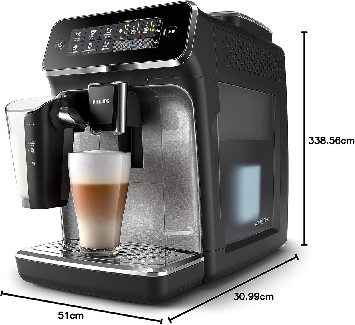 Philips 3200 Series Fully Automatic Espresso Machine | LatteGo, SilentBrew, AquaClean & Touch Display