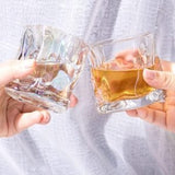 Danny Home Shining Crystal Whiskey Glass Set of 6 | Twisted Sculpted Amber Whisky Glasses 200ml