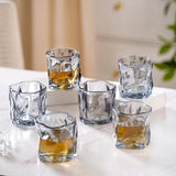 Danny Home Shining Crystal Whiskey Glass Set of 6 | Twisted Sculpted Amber Whisky Glasses 200ml
