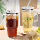 Danny Home 1L Borosilicate Glass Tumbler with Handle, Lid & Straw