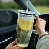 Danny Home 1L Borosilicate Glass Tumbler with Handle, Lid & Straw