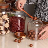 Danny Home Borosilicate Glass Storage Jar with Wooden Lid | Airtight Cereal & Pantry Storage Canister