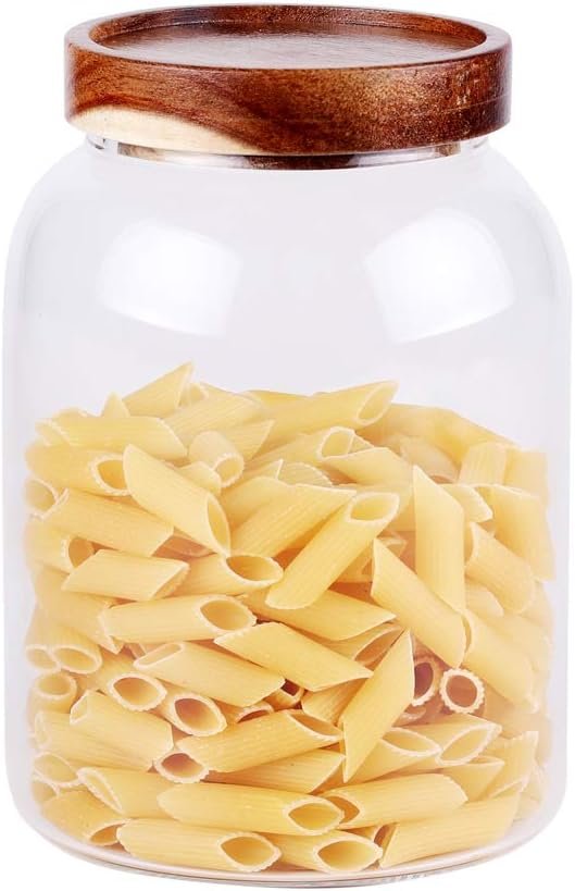 Danny Home Borosilicate Glass Storage Jar with Wooden Lid | Airtight Cereal & Pantry Storage Canister