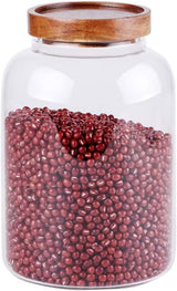 Danny Home Borosilicate Glass Storage Jar with Wooden Lid | Airtight Cereal & Pantry Storage Canister