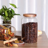 Danny Home Borosilicate Glass Storage Jar with Wooden Lid | Airtight Cereal & Pantry Storage Canister
