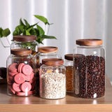 Danny Home Borosilicate Glass Storage Jar with Wooden Lid | Airtight Cereal & Pantry Storage Canister