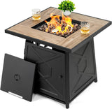 Fire Pit Table Square Outdoor Gas Heater 13KW Lava Rocks Ceramic Tile Top 28 Inch Patio