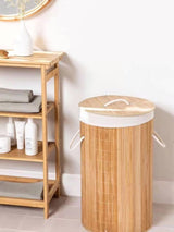 Wooden Laundry Hamper with Lid, Bamboo Laundry Basket with HandlesLaundry Basket