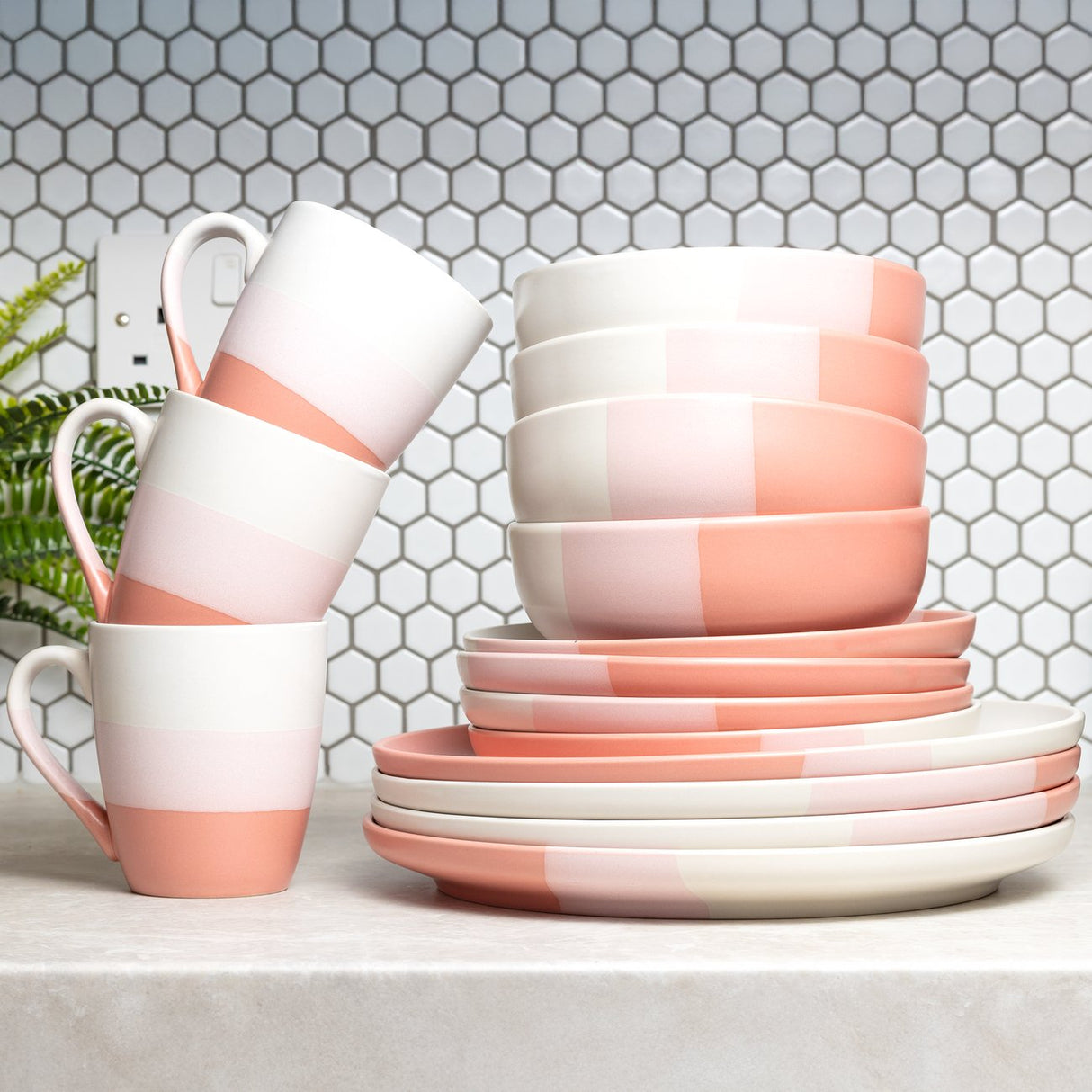 16pcs / 24pcs Ceramic Dinner Set – Plates, Bowls & Cups