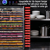 Stainless Steel Food Dehydrator Machine – Fruit, Vegetable, Meat & Herb Dryer with Temperature Control, 6 to 18 Trays