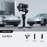 DJI RS 5 Gimbal Stabiliser – 3kg Payload, 5th-Gen Stabilisation, 14Hr Battery, Vertical Shooting, Smart Tracking