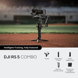 DJI RS 5 Combo Gimbal Stabiliser – 3kg Payload, 5th-Gen Stabilisation, Intelligent Tracking Module, 14Hr Battery