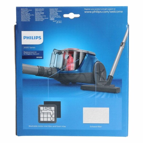 Philips Series 2000 Bagless Vacuum Cleaner Replacement Filter Kit - Washable Motor Filter, Foam & Exhaust Filters