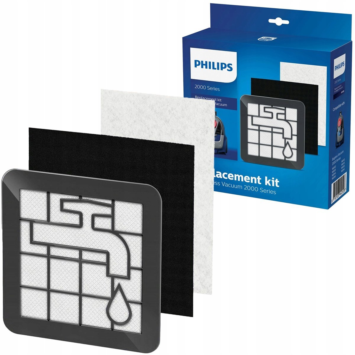 Philips Series 2000 Bagless Vacuum Cleaner Replacement Filter Kit - Washable Motor Filter, Foam & Exhaust Filters