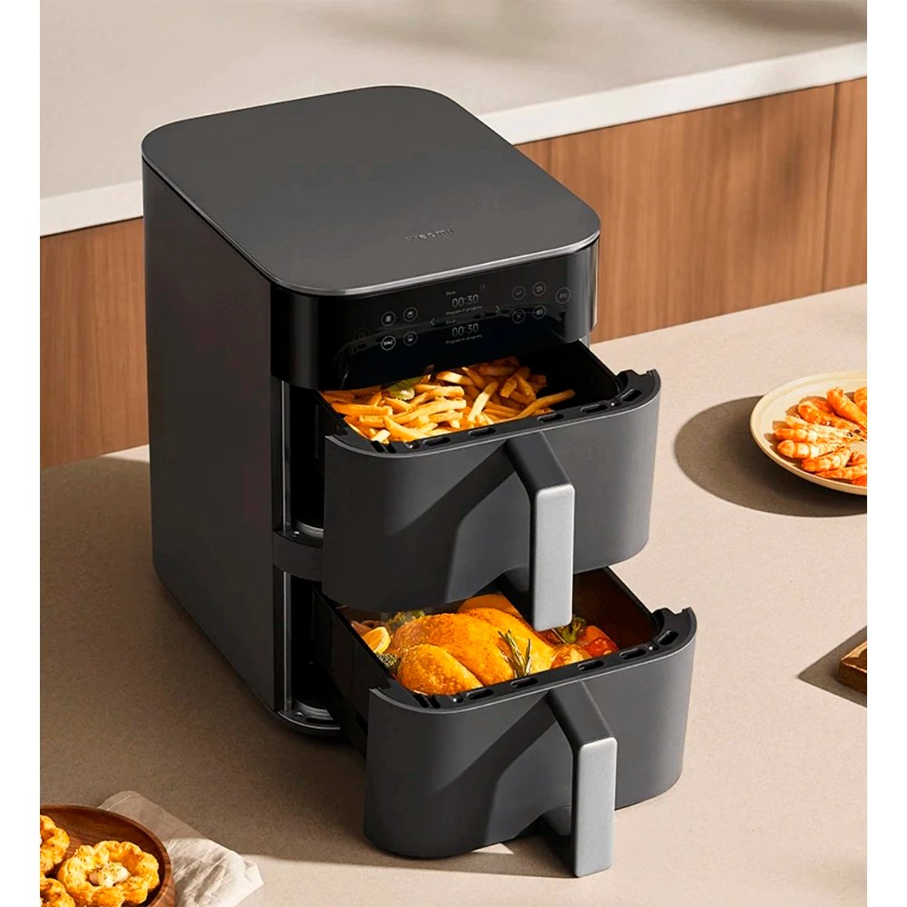 Xiaomi Smart Double Stack Air Fryer 12L – Large Capacity Dual-Basket Air Fryer, 2800W High-Power Rapid 360° Hot Air Cooking, 14 Preset Modes, HD Touch Display, App & Schedule