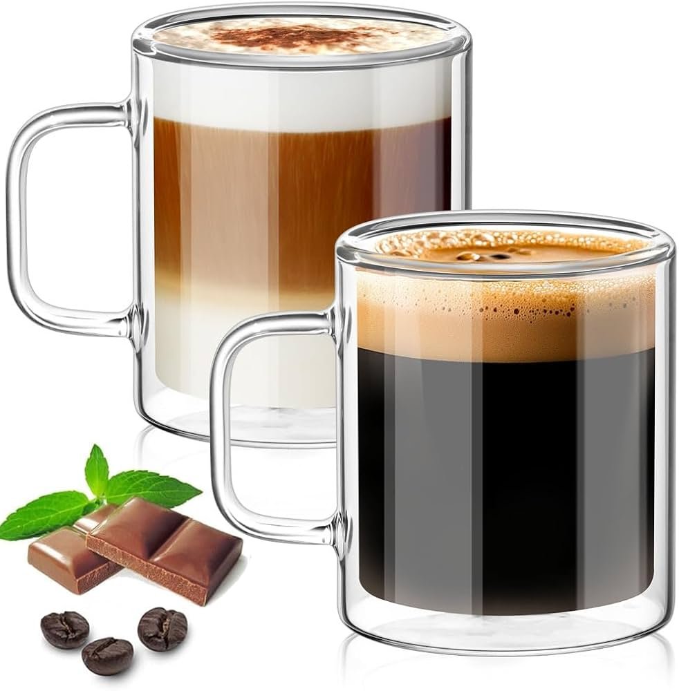Double Walled Borosilicate Glass Coffee Mugs Set of 2 Kenya