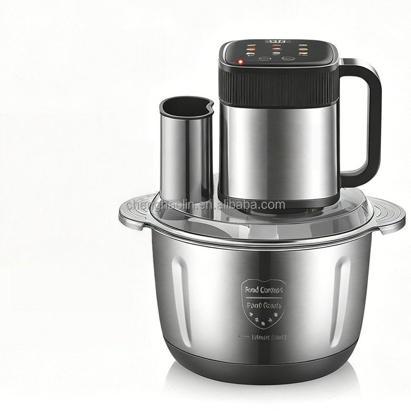 Electric Food Chopper & Meat Grinder – 9 Preset Menus, 6-Blade Stainless Steel, LED Display with Slicing & Grating Discs | Kenya