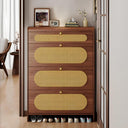 Slim Rattan Shoe Cabinet 100cm – Only 17cm Deep, Behind-the-Door Shoe Rack Organiser with 3 Flip Drawers, Top Storage & Slipper Shelf | Kenya