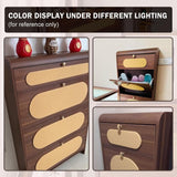 Slim Rattan Shoe Cabinet 100cm – Only 17cm Deep, Behind-the-Door Shoe Rack Organiser with 3 Flip Drawers, Top Storage & Slipper Shelf | Kenya