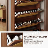 Slim Rattan Shoe Cabinet 100cm – Only 17cm Deep, Behind-the-Door Shoe Rack Organiser with 3 Flip Drawers, Top Storage & Slipper Shelf | Kenya